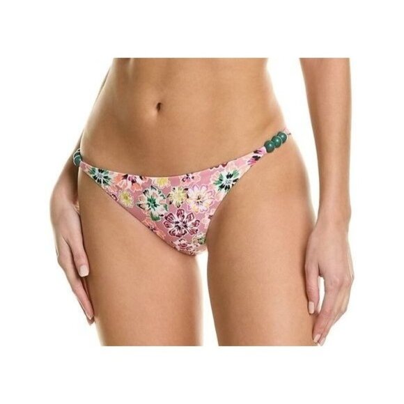 Tanya Taylor Other - NWT Tanya Taylor Tia Bikini Bottom Floral Dahlia Beaded Hips Swim XS Pink Rose